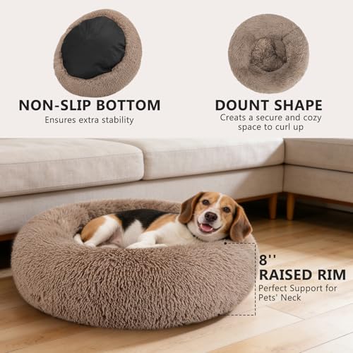 MIXJOY Orthopedic Donut Cuddler Dog Bed (36", Brown) — view 4