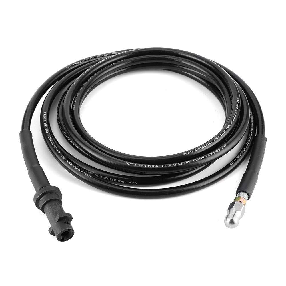 Tubo de Manguera de Agua para Limpieza de Drenaje de alcantarillado de Caucho Negro de 6 m/19,69 pies, 40 MPa, 5800 PSI, Temperatura máxima de 140 F, 60 C, Ajuste para lavadoras (15m)