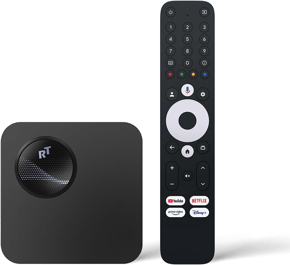 RockTek GX1 UHD Streamer - Google TV 4K UHD Streaming Player, HDR, Dolby Vision & Atmos, Wifi6 - AISR, AIPQ, QMS - Realtek RTD1325 Chip - Voice Remote, Live TV, Google Cast, Smart Home Control