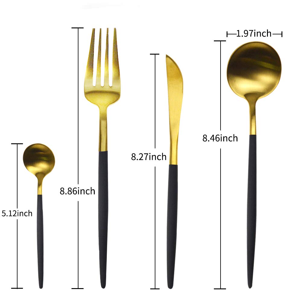 AF-WAN - Set di posate in acciaio inox, 4 pezzi, set di posate in acciaio inox, di alta qualità, multiuso, per casa e cucina, con confezione regalo (oro, 4