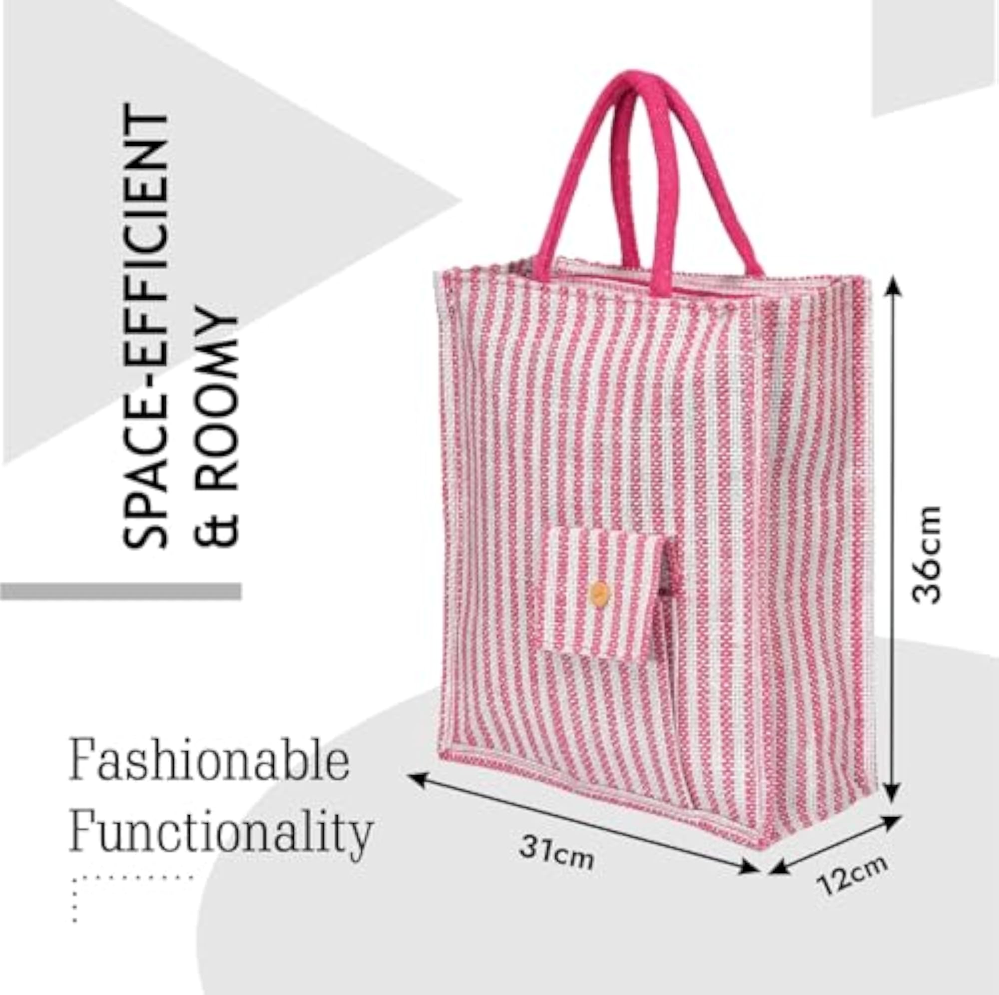 Shopping Bag | Jute Carry Bag with Zipper Closure, Medium Size