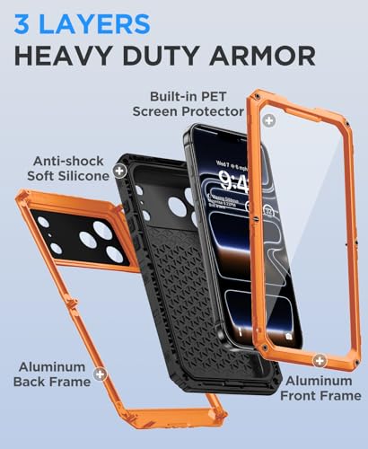 Coque métal renforcé iPhone 17 Pro Beeasy protection premium intégrale orange - 5