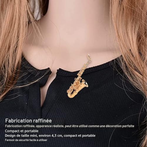 FOLOSAFENAR Broche miniature en forme de saxophone de musique en métal élégant pour anniversaire – vue 2