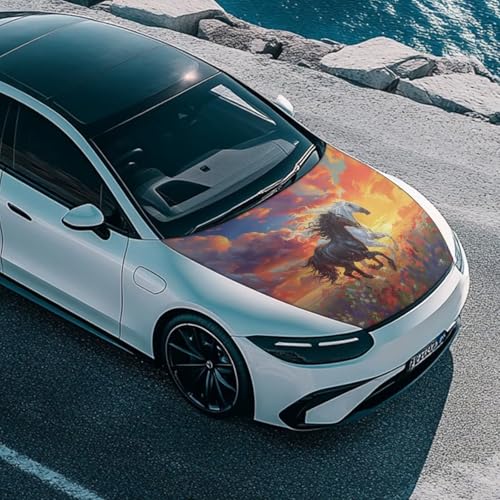 Image of Black Horse Hood Covers for Cars, an All-Weather Waterproof Car Cover with a Windshield Snow Cover for Cars, Trucks, and Vans