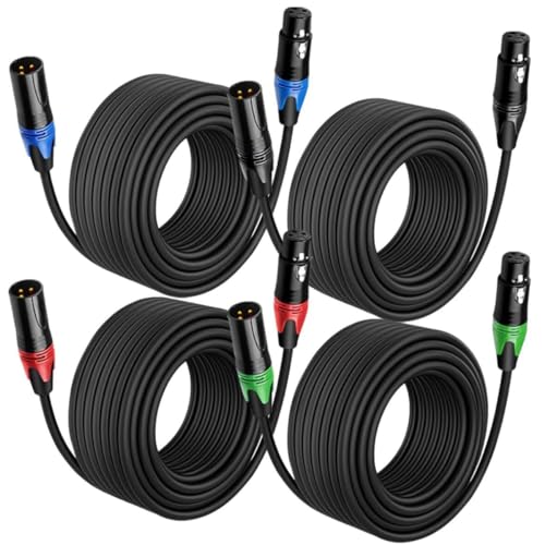 Image of DEVICE OF URBAN INFOTECH 15M XLR Male to Female Speaker Cable, Gold-Plated 3-Pin Mic Cable, Colored Microphone XLR Cable (Pack of 4)