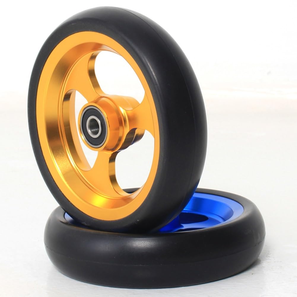 5 Zoll/125mm Rollstuhl-Vorderrad für Sport-Rollstühle, Vorderräder Rollstuhl-Ersatz-Rollen, Aluminium-Naben, 2 Stück (Color : Yellow)