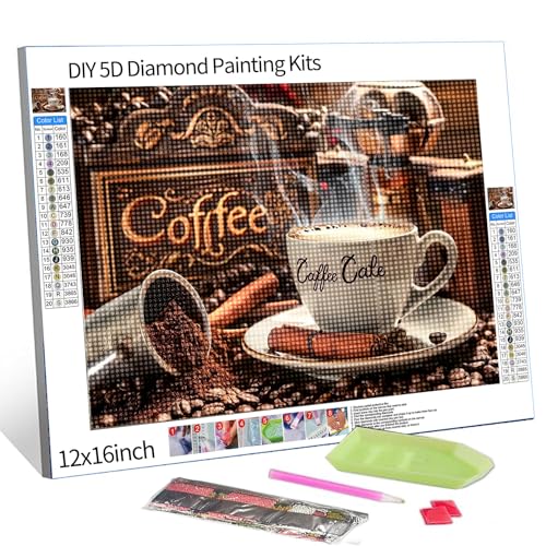 Kit peinture diamant 5D café noir 30x40 cm pour loisirs créatifs adultes