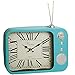 Produktbild alles-meine.de GmbH große Wanduhr / Tischuhr - aus Metall - Radio / TV / Fernseher - Retro & Vintage Design - Turkis blau - schleichendes Uhrwerk ! - sehr leise ! - Uhr - Ant..