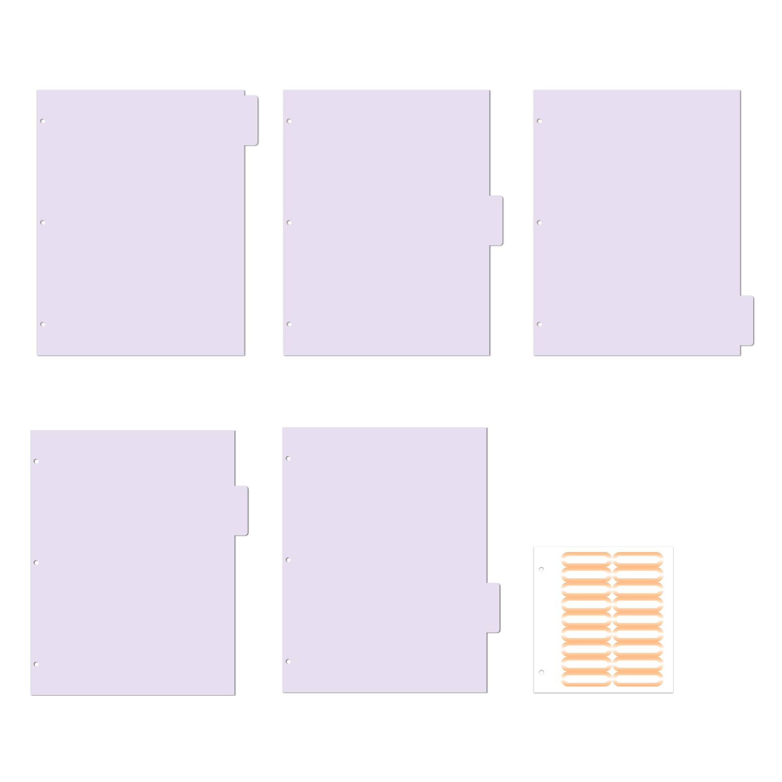 Binder Dividers with Tabs, Dividers for 3 Ring Binder, 5 Tab Lavender Purple (11" L x 8.5" W)