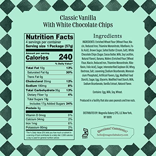 Magnolia Bakery Classic Vanilla Banana Pudding Cookies with White Chocolate Chips, 2 Ounce (Pack of 12), Soft-Baked, Vanilla Wafers, White Chocolate Chips, Banana Pudding, Individually Wrapped - Thumbnail 3