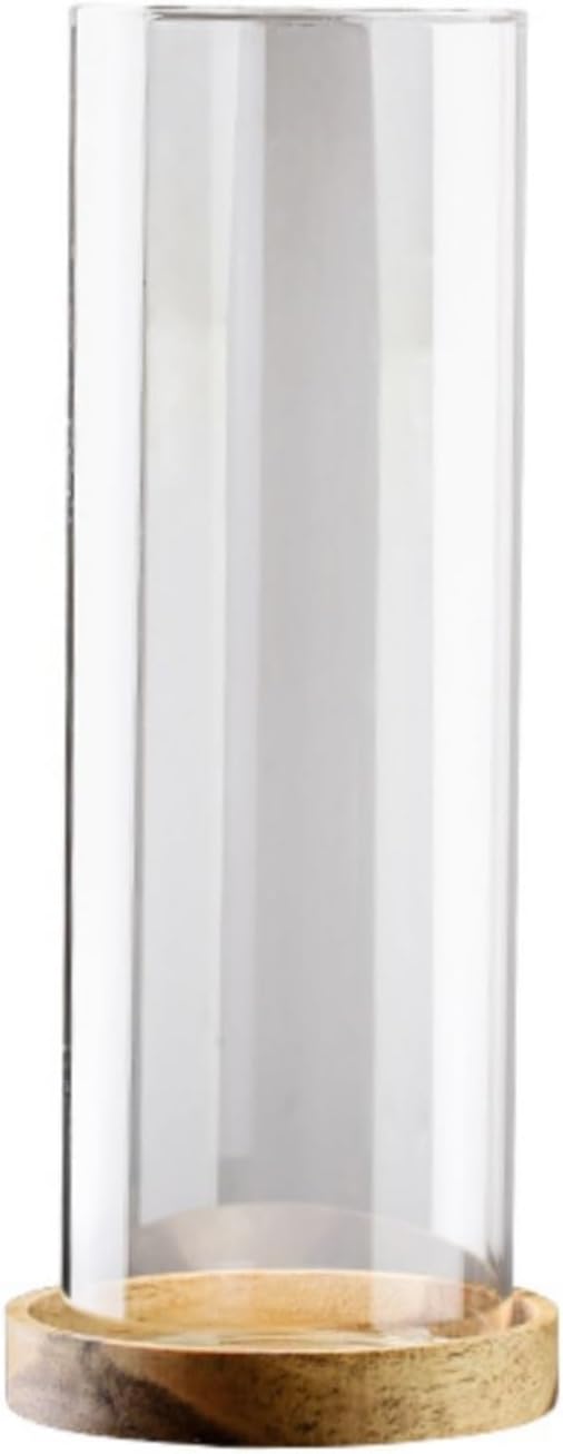 Fish Bowl Fish Tank Micro Landscape Straight Glass Fish Tank with Wooden Base Round Glass Bottle Small Bottle Ornamental Bottle Aquariums