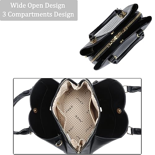 Image of KKXIU Triple Compartments Purses and Handbags for Women Fashion Ladies Satchel Shoulder Top Handle Bag
