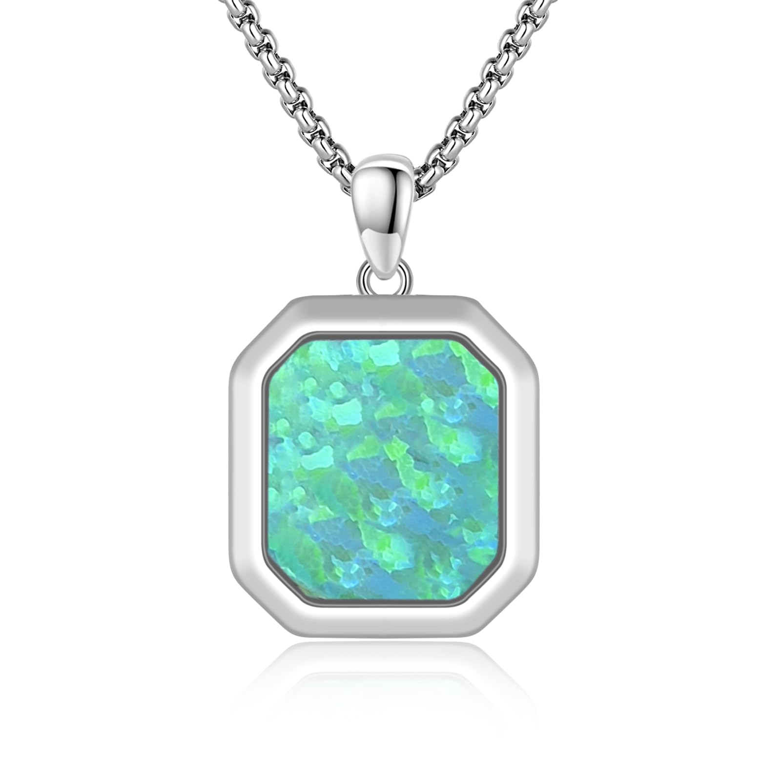 PCTJYFU Opal Necklace 925 Sterling Silver Men's Necklaces Pendant Black Necklace for Men Opal Jewelry Gifts for Women Teen