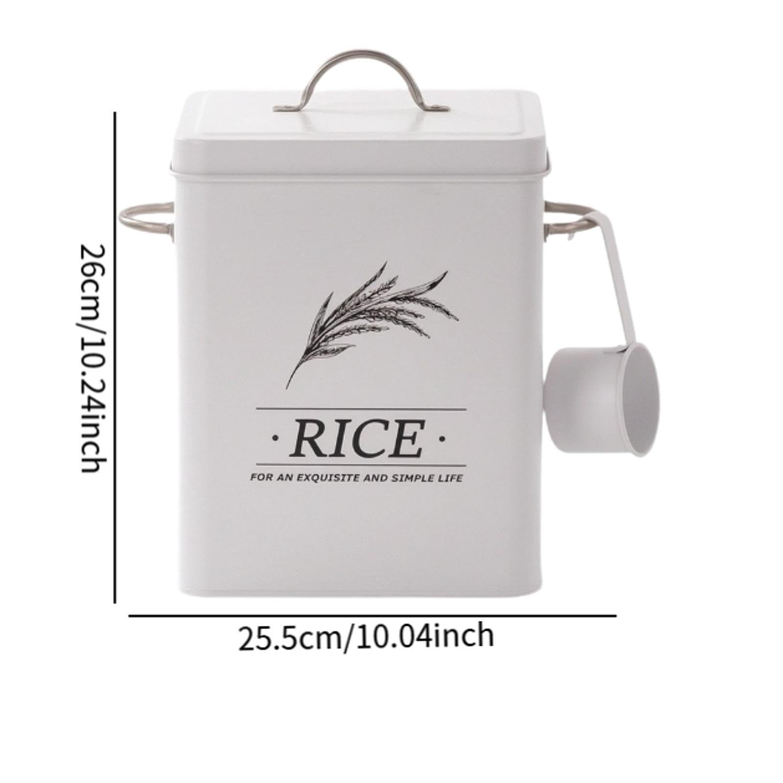 Recipiente para Arroz, Cuchara, Lata, Cubo de Cereales para Despensa, Cocina, Comida para Gatos