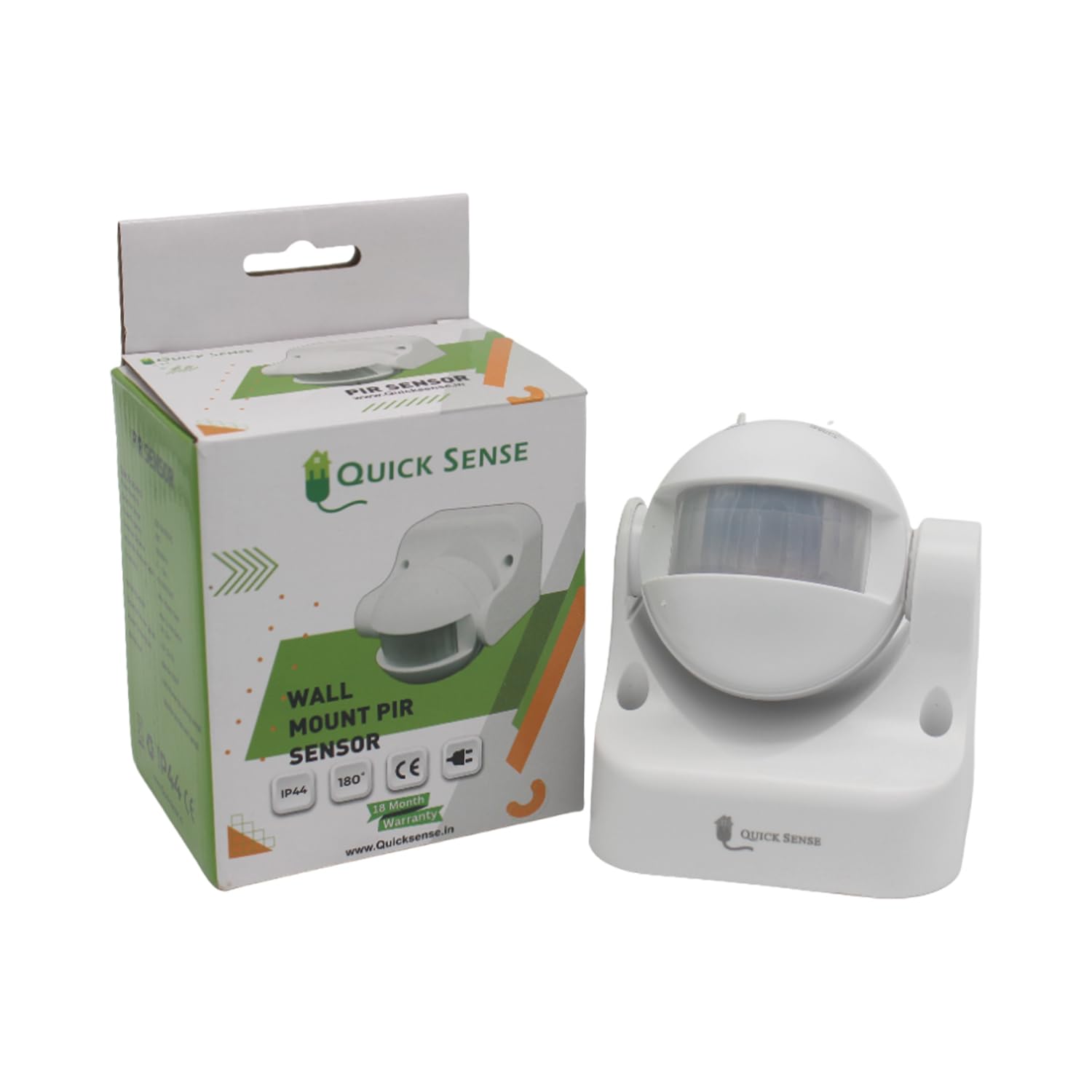 Quick Sense QS-09 PIR Motion Sensor | 180° Wall-Mount Detection | 12m Long-Range Sensing | Automatic Lighting Control | Non-Adjustable | IP44