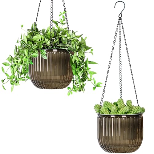 Calvalor Lot de 2 pots de fleurs suspendus - 16,5 cm - Extérieur/Intérieur