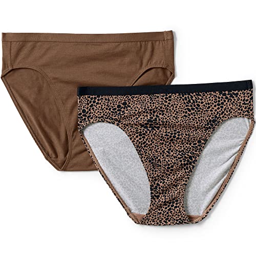 Lands' End Womens Comfort Knit Mr Hc Brief Underwear - 2 Pk Allspice/Leopard 2Pk Regular 1X #TOP2