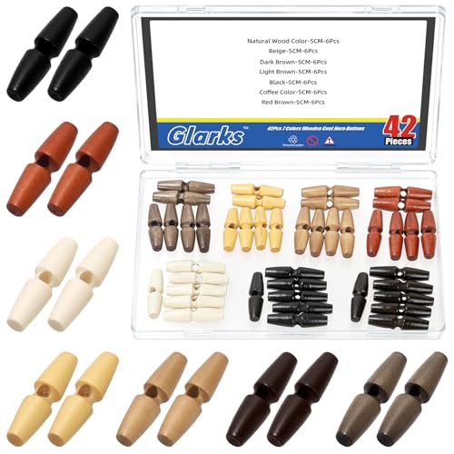 Glarks 42pcs boutons bois 5cm trou unique couture scrapbooking