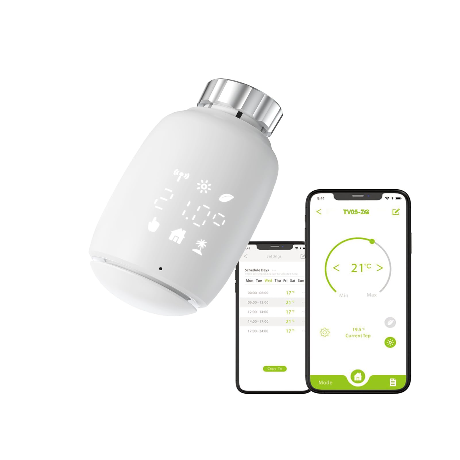 Zigbee Termostat Zawór chłodnicy, eTRV, rozmiar kompatybilny z większością zaworów, Alexa, Googlehome Sterowanie głosowe 1 szt