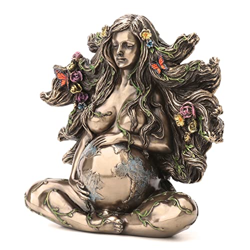 Estatua de Madre Gaia Embarazada Sentada de Resina y Bronce miniatura 2