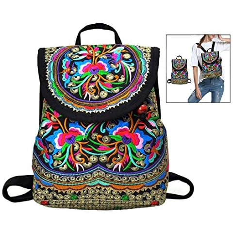 Enzege Retro Embroidered Style Handmade Canvas Backpack for Lady,Women,Girls Cover