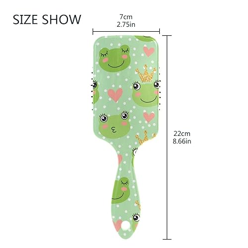 Miniatura 3 de Cepillo de pelo de princesa de ranas lindas de dibujos animados para mujeres, cepillo desenredante de nailon para mujer, cepillo antiestático y