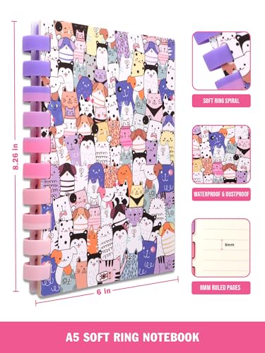 Image of DOODLE A5 Soft Wiro Refilable Notebook Diary | Soft Spiral for Comfortable Writing | 160 Ruled Pages, 80 GSM | Perfect for School, College & Office Use - Cats Maze