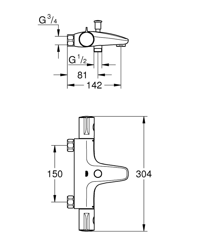 Grohe Grohtherm 800 - Grifo monomando para baño y ducha con termostato Ref. 34568000
