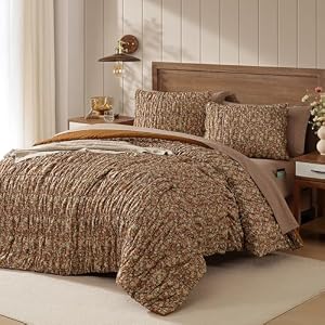 Queen Comforter Set-7 Pieces Brown Classic...