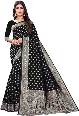 C J Enterprise Women's Pure Kanjivaram Silk Saree Banarasi Soft Sari With Blouse Piece For Wedding (Pari124-50)