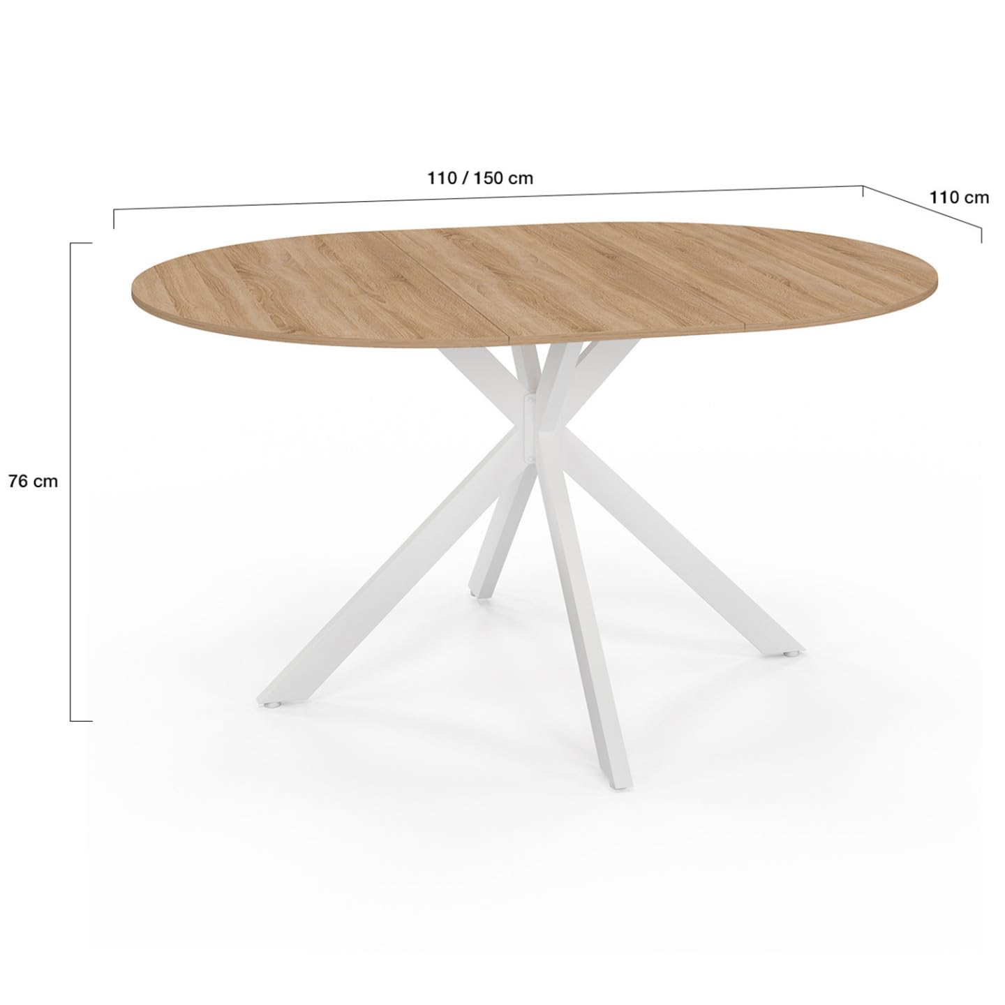 IDMarket - Table à Manger Extensible Ronde Alix 110-150 cm Bois et Blanc