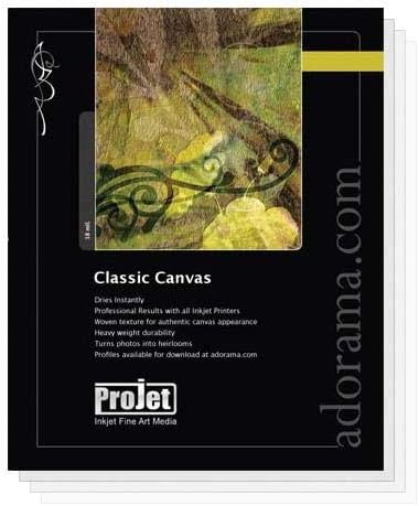 Projet Fine Art Canvas, Matte Surface Inkjet Media, 18.0 mil, 13x19", 10 Sheet Pack