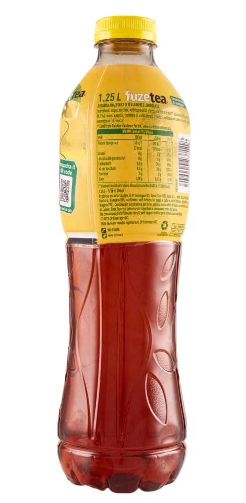 Italian Gourmet Tè Limone bevanda analcolica 18 x 1,25l Eistee Zitrone | Schwarzer Aufguss mit nota di citronella, erfrischend, PET-Flasche für, Gesamtnettogewicht 22,5 L + Kostenlos Polpa 400g