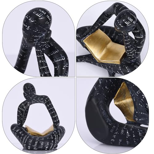 Estatua Negra Moderna de Figura Lectora Abstracta miniatura 4