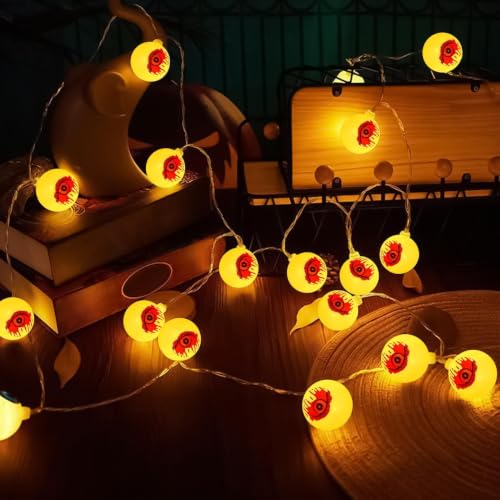 Cadena de luces con globos oculares aterradores para evitar decoraciones sosas en Halloween