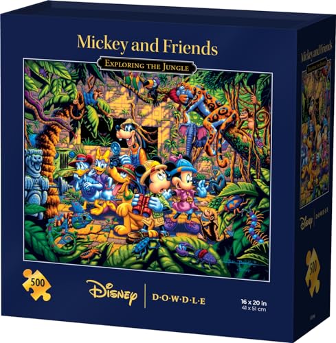 Mickey and Friends Exploring The Jungle, Disney Dowdle Puzzle, 500 Piece Jigsaw Puzzle for Adults