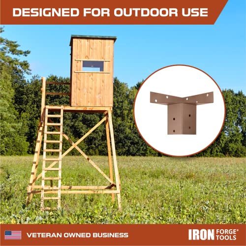 Image of Deer Stand Brackets, 4x4 Powder Coated Steel Elevator Brackets for Outdoor Hunting Platform, Elevated Deer Blinds, Tower Stands, Box Blinds & Treehouse, 4 Pack Includes Mounting Accessories