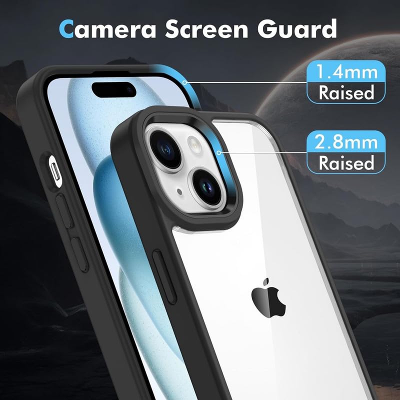 Image of Thermoplastic Polyurethane For iPhone Case 14,[Anti-Yellowing Technology] [Military Grade Drop Protection] Shockproof Slim Hybrid Phone Case For iPhone 14-Carbon Black