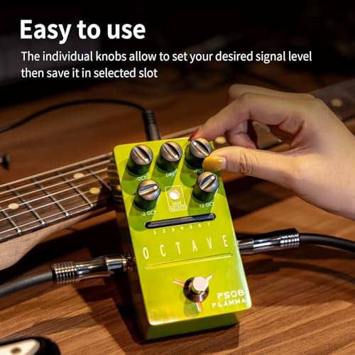 Image of FLAMMA FS08 Octave Pedal Electric Guitar Polyphonic Octave Effects Pedal Dry Signal Control 7 Presets Slots