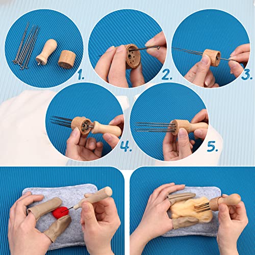 Imzay XIN-123 Needle Felting Kit, Needle Felting Starter Kit With Exquisite Green Storage Bag, Wool Roving 18 Colors Set thumb #3