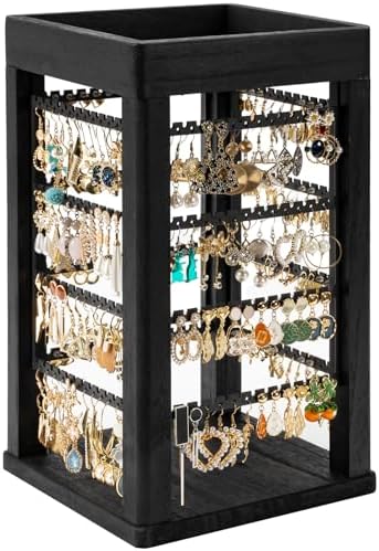 Amazon.com: Poyilooo Earring Organizer Stand, Rustic Wood Earring ...