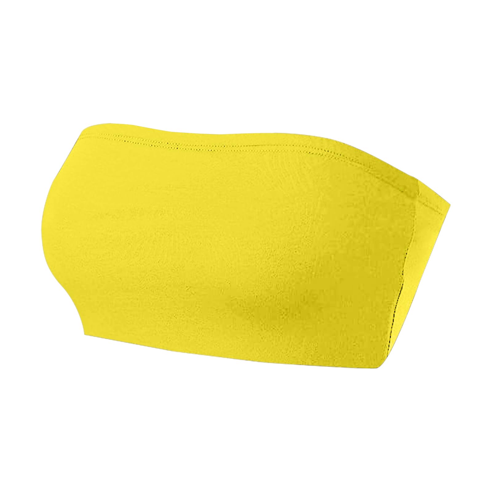 Netsetuk Women's Yellow Strapless Bandeau Boob Tube Solid Seamless Vest Inner Bra Support Causal Stretchy Sleeveless Crop Tops For Summer Beach Wear