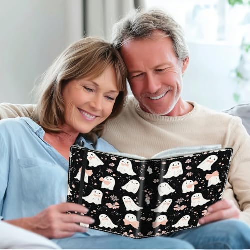 Image of Photo Album 4x6 120 Photos with Strong Elastic Band, Cute Bow Ghost | Large Capacity Premium Leather Picture Album, Portable Wallet Albums Photo Book for Family Anniversaries Wedding Baby