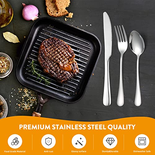 Forks Spoons Knives Set, Kitware Travel Silverware, 24-Piece Stainless Steel Cutlery Set For 8, Lunchbox Flatware, Mirror Polished, Outdoor Camping Picnic Eating Utensils Set, Dishwasher Safe #TOP2