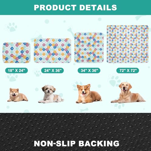 Washable Pee Pads for Dogs, Stylish Absorbent Reusable Training Dog Pads, Non-Slip and Leak-Proof Puppy Pads, Potty Pads for Crates, Whelping, Playpen, Bed and Floors, Bohemian Pattern 2 Pack 18" x24" — view 4