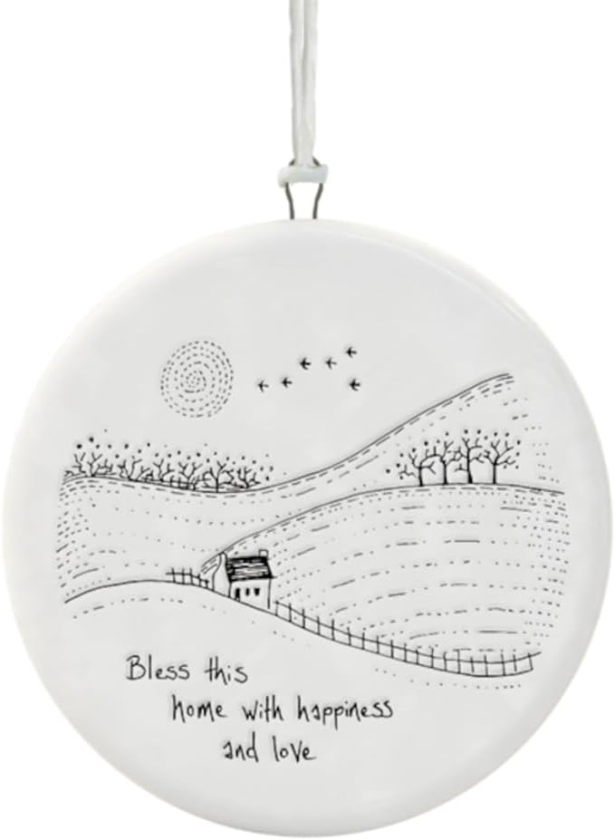 East of India Porcelain Round Hanger - Bless this home Gift | New Home Gift