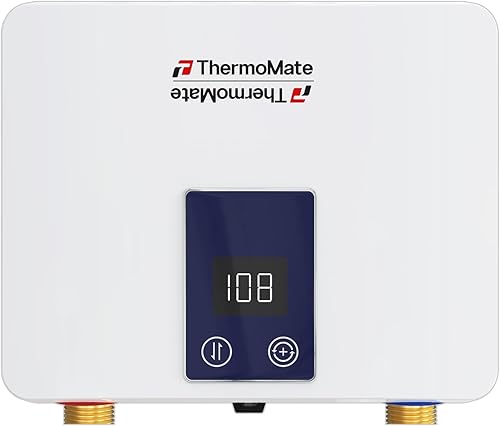 Calentador de agua sin tanque eléctrico 120V, ThermoMate 3500W pequeño bajo demanda, calentador de agua caliente instantáneo con pantalla de