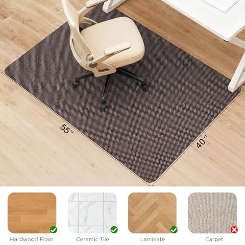 Image of Sycoodeal Chair Mat, 40 inch x 55 inch Office Chair Mat for Hardwood and Tile Floor, Heavy Duty Floor Protector for Rolling Chairs, Non-Slip,Computer Mat for Home Office(Coffee)