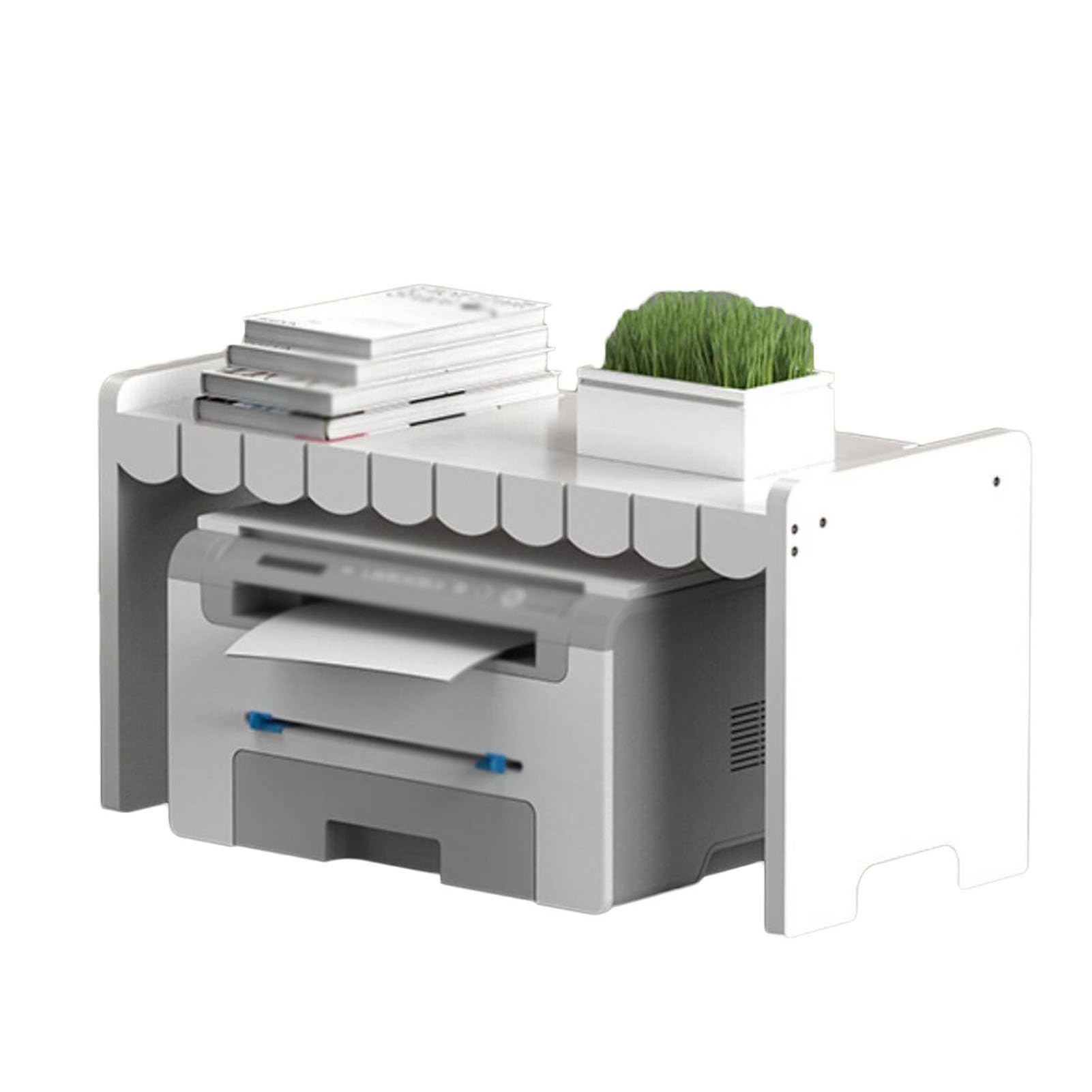 Hölzerner Druckerständer, Schreibtisch-Organizer-Aufbewahrungsregal, Mit Aufbewahrungs-Fax-Rack-Aktenständer, Geeignet for Home-Office-Faxgerät-Scanner-Dokumentenbücher (Color : White)