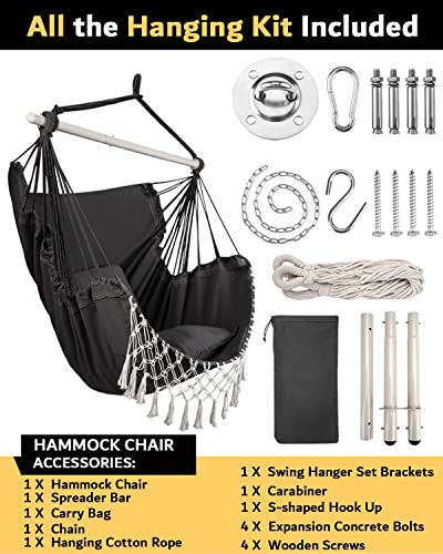 Miztli Hammock Chair Hanging Chair Swing Chair Xxl Large Macrame Swing - Max 500 Lbs-All Hanging Kit Included #TOP5